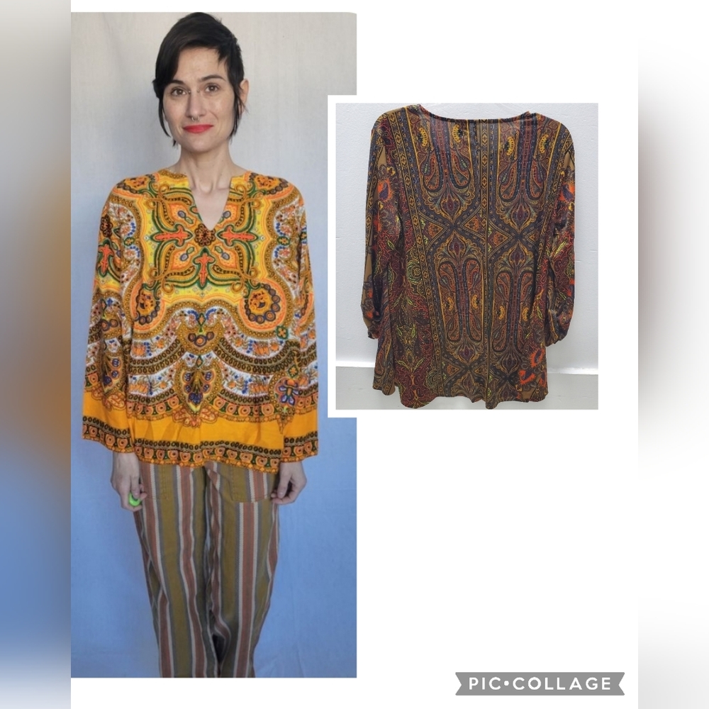 NEW Directions 70's Retro Design Tunic Top Size L - EUC!